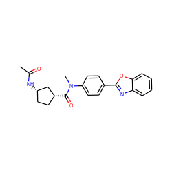 CC(=O)N[C@H]1CC[C@@H](C(=O)N(C)c2ccc(-c3nc4ccccc4o3)cc2)C1 ZINC000072126029