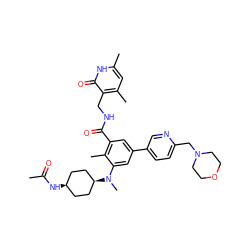 CC(=O)N[C@H]1CC[C@@H](N(C)c2cc(-c3ccc(CN4CCOCC4)nc3)cc(C(=O)NCc3c(C)cc(C)[nH]c3=O)c2C)CC1 ZINC000147083761