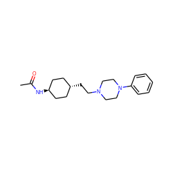 CC(=O)N[C@H]1CC[C@H](CCN2CCN(c3ccccc3)CC2)CC1 ZINC000261181059