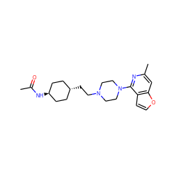 CC(=O)N[C@H]1CC[C@H](CCN2CCN(c3nc(C)cc4occc34)CC2)CC1 ZINC000261157514