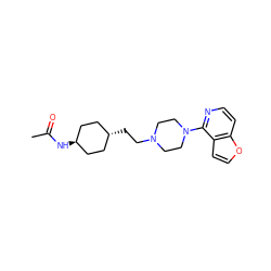 CC(=O)N[C@H]1CC[C@H](CCN2CCN(c3nccc4occc34)CC2)CC1 ZINC000261146209