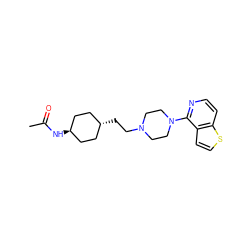 CC(=O)N[C@H]1CC[C@H](CCN2CCN(c3nccc4sccc34)CC2)CC1 ZINC000261090453