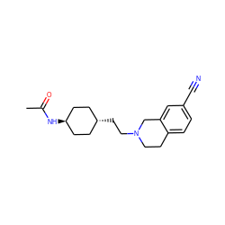 CC(=O)N[C@H]1CC[C@H](CCN2CCc3ccc(C#N)cc3C2)CC1 ZINC000253640409