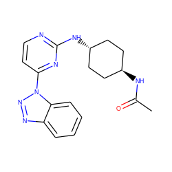 CC(=O)N[C@H]1CC[C@H](Nc2nccc(-n3nnc4ccccc43)n2)CC1 ZINC000261117853