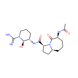 CC(=O)N[C@H]1CCC[C@H]2CC[C@@H](C(=O)N[C@H]3CCCN(C(=N)N)[C@@H]3O)N2C1=O ZINC000026288758