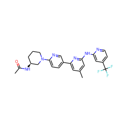 CC(=O)N[C@H]1CCCN(c2ccc(-c3cc(C)cc(Nc4cc(C(F)(F)F)ccn4)n3)cn2)C1 ZINC001772631004