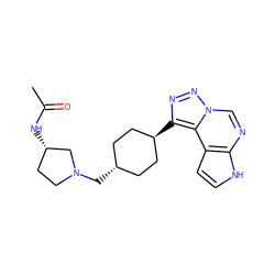 CC(=O)N[C@H]1CCN(C[C@H]2CC[C@H](c3nnn4cnc5[nH]ccc5c34)CC2)C1 ZINC001772608435