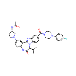 CC(=O)N[C@H]1CCN(c2ccc3c(c2)-c2nc4cc(C(=O)N5CCN(c6ccc(F)cc6)CC5)ccc4n2[C@@H](C(C)C)C(=O)N3)C1 ZINC000042806897