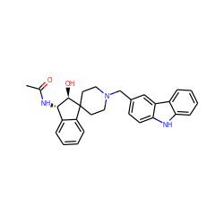 CC(=O)N[C@H]1c2ccccc2C2(CCN(Cc3ccc4[nH]c5ccccc5c4c3)CC2)[C@@H]1O ZINC000073240834