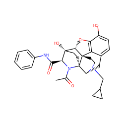 CC(=O)N1[C@@H](C(=O)Nc2ccccc2)[C@]2(O)CC[C@]13[C@H]1Cc4ccc(O)c5c4[C@@]3(CCN1CC1CC1)[C@H]2O5 ZINC000096927054
