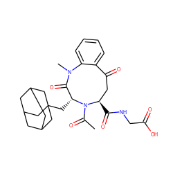 CC(=O)N1[C@H](C(=O)NCC(=O)O)CC(=O)c2ccccc2N(C)C(=O)[C@H]1CC12CC3CC(CC(C3)C1)C2 ZINC000013813239