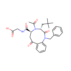 CC(=O)N1[C@H](C(=O)NCC(=O)O)CC(=O)c2ccccc2N(Cc2ccccc2)C(=O)[C@H]1CC(C)(C)C ZINC000013813236