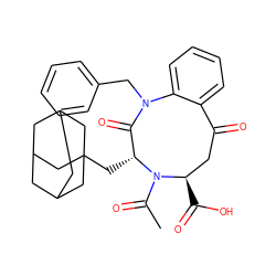 CC(=O)N1[C@H](C(=O)O)CC(=O)c2ccccc2N(Cc2ccccc2)C(=O)[C@H]1CC12CC3CC(CC(C3)C1)C2 ZINC000027107113