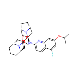 CC(=O)N1[C@H]2C=C(CN3[C@H]4CC[C@@H]3C[C@@H](Nc3ccc5c(F)cc(OC(C)C)cc5n3)C4)C[C@H]1CCC2 ZINC000101488095