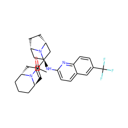 CC(=O)N1[C@H]2C=C(CN3[C@H]4CC[C@@H]3C[C@@H](Nc3ccc5cc(C(F)(F)F)ccc5n3)C4)C[C@H]1CCC2 ZINC000101138631