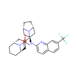 CC(=O)N1[C@H]2C=C(CN3[C@H]4CC[C@@H]3C[C@@H](Nc3ccc5ccc(C(F)(F)F)cc5n3)C4)C[C@H]1CCC2 ZINC000101488058