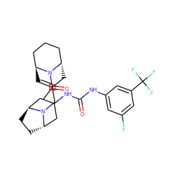 CC(=O)N1[C@H]2C=C(CN3[C@H]4CC[C@H]3CC(NC(=O)Nc3cc(F)cc(C(F)(F)F)c3)C4)C[C@H]1CCC2 ZINC000261112049