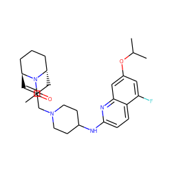 CC(=O)N1[C@H]2C=C(CN3CCC(Nc4ccc5c(F)cc(OC(C)C)cc5n4)CC3)C[C@H]1CCC2 ZINC000101138650