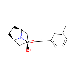 CC(=O)N1[C@H]2CC[C@@H]1C[C@@](O)(C#Cc1cccc(C)c1)C2 ZINC000103287315