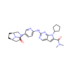 CC(=O)N1[C@H]2CC[C@@H]1CC(=O)N(c1ccc(Nc3ncc4cc(C(=O)N(C)C)n(C5CCCC5)c4n3)nc1)C2 ZINC000118587008