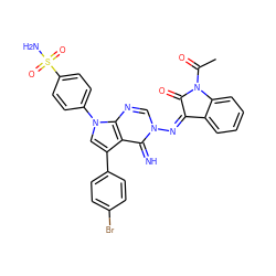 CC(=O)N1C(=O)/C(=N\n2cnc3c(c(-c4ccc(Br)cc4)cn3-c3ccc(S(N)(=O)=O)cc3)c2=N)c2ccccc21 ZINC000169332697