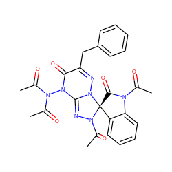 CC(=O)N1C(=O)[C@@]2(c3ccccc31)N(C(C)=O)N=C1N(N(C(C)=O)C(C)=O)C(=O)C(Cc3ccccc3)=NN12 ZINC000084603677