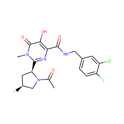 CC(=O)N1C[C@@H](F)C[C@H]1c1nc(C(=O)NCc2ccc(F)c(Cl)c2)c(O)c(=O)n1C ZINC000058592827