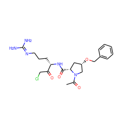 CC(=O)N1C[C@@H](OCc2ccccc2)C[C@H]1C(=O)N[C@@H](CCCN=C(N)N)C(=O)CCl ZINC000026296964