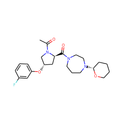 CC(=O)N1C[C@@H](Oc2cccc(F)c2)C[C@@H]1C(=O)N1CCCN([C@@H]2CCCCO2)CC1 ZINC000084557224