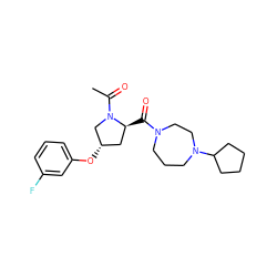 CC(=O)N1C[C@@H](Oc2cccc(F)c2)C[C@@H]1C(=O)N1CCCN(C2CCCC2)CC1 ZINC000049784846