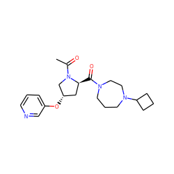 CC(=O)N1C[C@@H](Oc2cccnc2)C[C@@H]1C(=O)N1CCCN(C2CCC2)CC1 ZINC000049088588