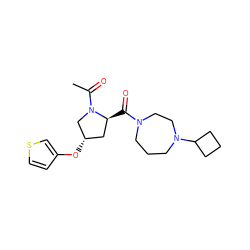 CC(=O)N1C[C@@H](Oc2ccsc2)C[C@@H]1C(=O)N1CCCN(C2CCC2)CC1 ZINC000049112780