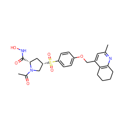 CC(=O)N1C[C@@H](S(=O)(=O)c2ccc(OCc3cc(C)nc4c3CCCC4)cc2)C[C@H]1C(=O)NO ZINC001772640450