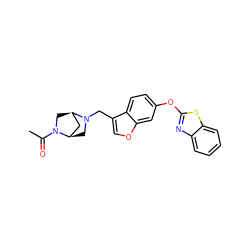 CC(=O)N1C[C@@H]2C[C@H]1CN2Cc1coc2cc(Oc3nc4ccccc4s3)ccc12 ZINC000095596338