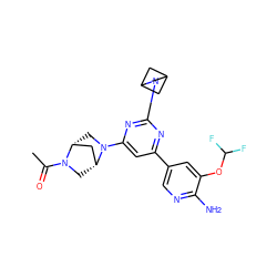 CC(=O)N1C[C@@H]2C[C@H]1CN2c1cc(-c2cnc(N)c(OC(F)F)c2)nc(N2CC3CC2C3)n1 ZINC000221376044