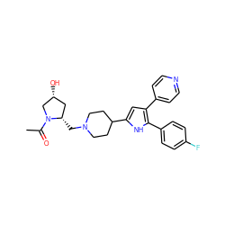 CC(=O)N1C[C@H](O)C[C@@H]1CN1CCC(c2cc(-c3ccncc3)c(-c3ccc(F)cc3)[nH]2)CC1 ZINC000028528827