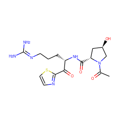 CC(=O)N1C[C@H](O)C[C@H]1C(=O)N[C@@H](CCCN=C(N)N)C(=O)c1nccs1 ZINC000013526072