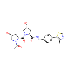 CC(=O)N1C[C@H](O)C[C@H]1C(=O)N1C[C@H](O)C[C@H]1C(=O)NCc1ccc(-c2scnc2C)cc1 ZINC000098208453