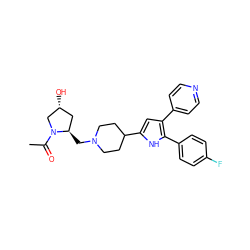 CC(=O)N1C[C@H](O)C[C@H]1CN1CCC(c2cc(-c3ccncc3)c(-c3ccc(F)cc3)[nH]2)CC1 ZINC000028528828