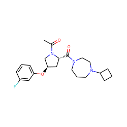 CC(=O)N1C[C@H](Oc2cccc(F)c2)C[C@H]1C(=O)N1CCCN(C2CCC2)CC1 ZINC000049112815