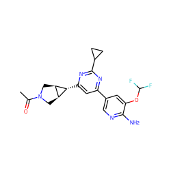 CC(=O)N1C[C@H]2[C@@H](C1)[C@@H]2c1cc(-c2cnc(N)c(OC(F)F)c2)nc(C2CC2)n1 ZINC000653764990