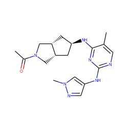 CC(=O)N1C[C@H]2C[C@H](Nc3nc(Nc4cnn(C)c4)ncc3C)C[C@H]2C1 ZINC001772650057