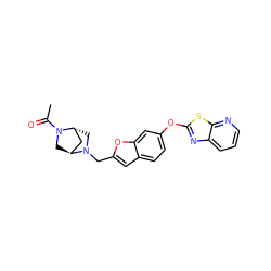 CC(=O)N1C[C@H]2C[C@H]1CN2Cc1cc2ccc(Oc3nc4cccnc4s3)cc2o1 ZINC000101656239