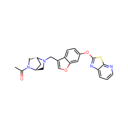 CC(=O)N1C[C@H]2C[C@H]1CN2Cc1coc2cc(Oc3nc4cccnc4s3)ccc12 ZINC000101656208