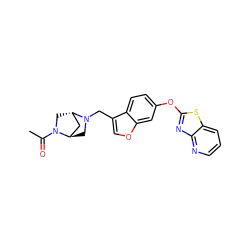 CC(=O)N1C[C@H]2C[C@H]1CN2Cc1coc2cc(Oc3nc4ncccc4s3)ccc12 ZINC000101656224