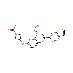 CC(=O)N1CC(Oc2ccc3oc(-c4cc5sccc5cn4)c/c(=N\O)c3c2)C1 ZINC001772572373