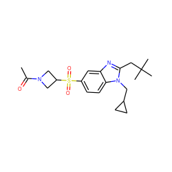 CC(=O)N1CC(S(=O)(=O)c2ccc3c(c2)nc(CC(C)(C)C)n3CC2CC2)C1 ZINC000299840369