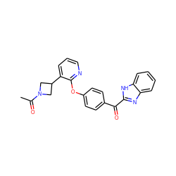 CC(=O)N1CC(c2cccnc2Oc2ccc(C(=O)c3nc4ccccc4[nH]3)cc2)C1 ZINC000139436077