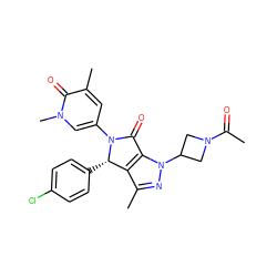 CC(=O)N1CC(n2nc(C)c3c2C(=O)N(c2cc(C)c(=O)n(C)c2)[C@H]3c2ccc(Cl)cc2)C1 ZINC000261152285