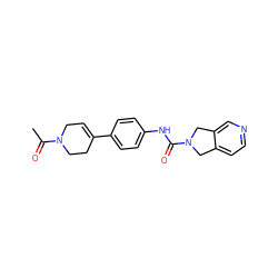 CC(=O)N1CC=C(c2ccc(NC(=O)N3Cc4ccncc4C3)cc2)CC1 ZINC000167529489